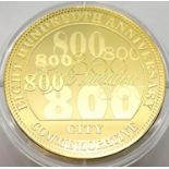 Gold plated silver 800th Anniversary for the City of Liverpool boxed and encapsulated medallion with