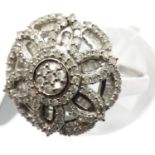 Ladies 9ct white gold diamond cluster ring, size Q, 5.6g. P&P Group 1 (£14+VAT for the first lot and