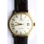 Gents Omega Seamaster automatic wristwatch c1960, gold plated with champagne dial in an Omega travel