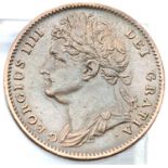 1825 Early Milled Copper Farthing of King George IV High grade specimen. P&P Group 1 (£14+VAT for