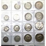 Four sets of WWI silver coins 925 sixpence to half crown. P&P Group 1 (£14+VAT for the first lot and