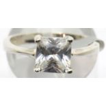 Ladies 925 silver princess cut solitaire ring, size N. P&P Group 1 (£14+VAT for the first lot and £