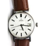 Gents Omega Geneve automatic wristwatch, c1970 with date aperture at 3 o'clock, silver case and