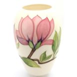Large Moorcroft Pink Magnolia vase, H: 18 cm. P&P Group 3 (£25+VAT for the first lot and £5+VAT