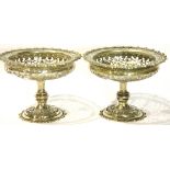 Edwardian hallmarked silver pair of pierced comports, combined 386g. P&P Group 1 (£14+VAT for the