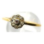 Unmarked presumed 18ct gold yellow metal ring set with small diamonds, size U/V, 2.0g. P&P Group