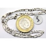 Ladies 925 silver Figaro ankle bracelet. P&P Group 1 (£14+VAT for the first lot and £1+VAT for