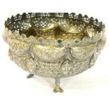 Presumed Indian silver pierced and engraved bowl, 357g. P&P Group 2 (£18+VAT for the first lot