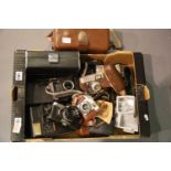 Quantity of mainly vintage cameras including Petri Kodak, Cine Camera, cased camera and others. P&