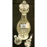 Waterford Crystal Colleen design wine decanter with matching stopper, H: 34 cm with two further