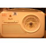 Cream GPO Rydell retro portable DAB+/DAB band III/FM digital radio with retro dial face, boxed.