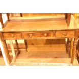 Oak table with two small outer drawers and a bigger central drawer. Not available for in-house P&P