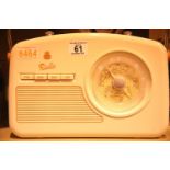 Cream GPO Rydell retro portable four band analogue radio, MW/LW/SW/FM with retro dial face, boxed.