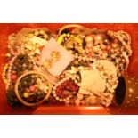 Box of mixed costume jewellery. Not available for in-house P&P