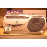 Silver radio cassette recorder with AM/FM radio, boxed GPO9401. Not available for in-house P&P