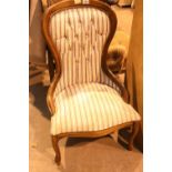 Spoon and button back upholstered bedroom chair. Not available for in-house P&P
