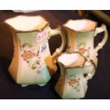 Graduated set of three Staffordshire jugs. Not available for in-house P&P