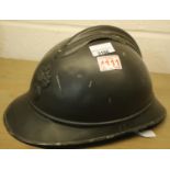 French WWI type M15 Adriane Infantry helmet and liner with later re-paint to dark grey. P&P Group