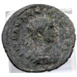 Aurelian Debased Antonio Minus, Standing Centurions AE3. P&P Group 1 (£14+VAT for the first lot