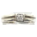Ladies silver 925 princess cut solitaire ring, size M, 2.0g. P&P Group 1 (£14+VAT for the first