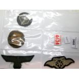 Four German WWII type embroidered cloth badges, including a breast eagle. P&P Group 1 (£14+VAT for