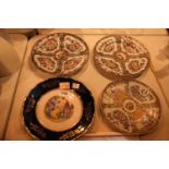 Four cabinet plates including three Oriental, one antique and limoges type plate. Not available