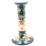 Moorcroft boxed Oberon candlestick, H: 21 cm. P&P Group 2 (£18+VAT for the first lot and £3+VAT