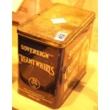 Vintage sovereign creamy whirls tin, 21 x 22 x 15 cm. Not available for in-house P&P