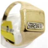 Gents 9ct gold diamond set vintage signet ring, size U, 5.0g. P&P Group 1 (£14+VAT for the first lot