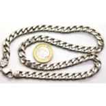 925 silver flat link necklace, L: 50 cm, 61g. P&P Group 1 (£14+VAT for the first lot and £1+VAT