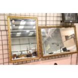 Gilt framed bevelled edge mirror, 84 x 60 cm and a further gilt framed wall mirror, 72 x 50 cm.