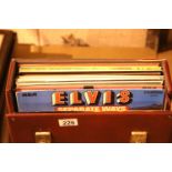 Carry box of LPs including Elvis. Not available for in-house P&P