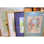 Four framed and glazed pictures, mainly of floral displays. Not available for in-house P&P