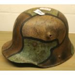 German Imperial WWI type M16 stalhelm with camoflauge paint and liner, maker marked ET64. P&P
