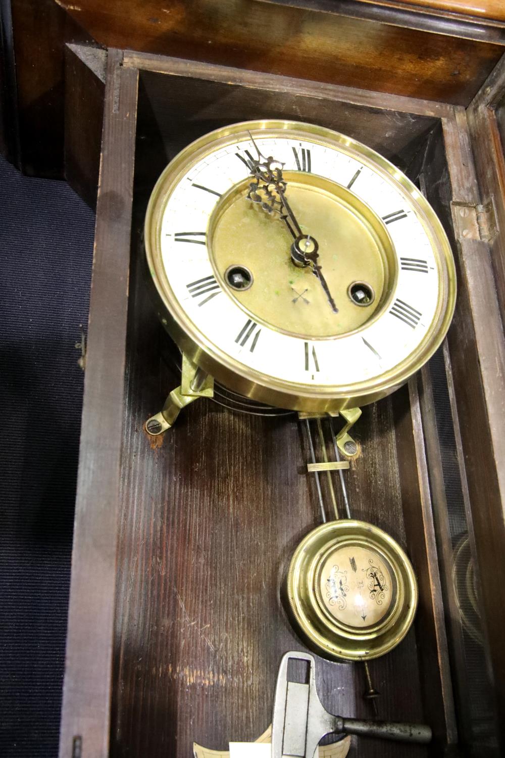Antique mahogany cased wall clock. Not available for in-house P&P - Image 3 of 4