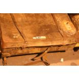 Vintage leather suitcase with Cunard Stateroom baggage label. Not available for in-house P&P