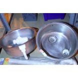 Two 40 cm stainless steel sinks and a waste trap. Not available for in-house P&P