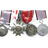 German WWII type Eastern Front medal, Merit cross and two Luftschutz Air Raid medals. P&P Group