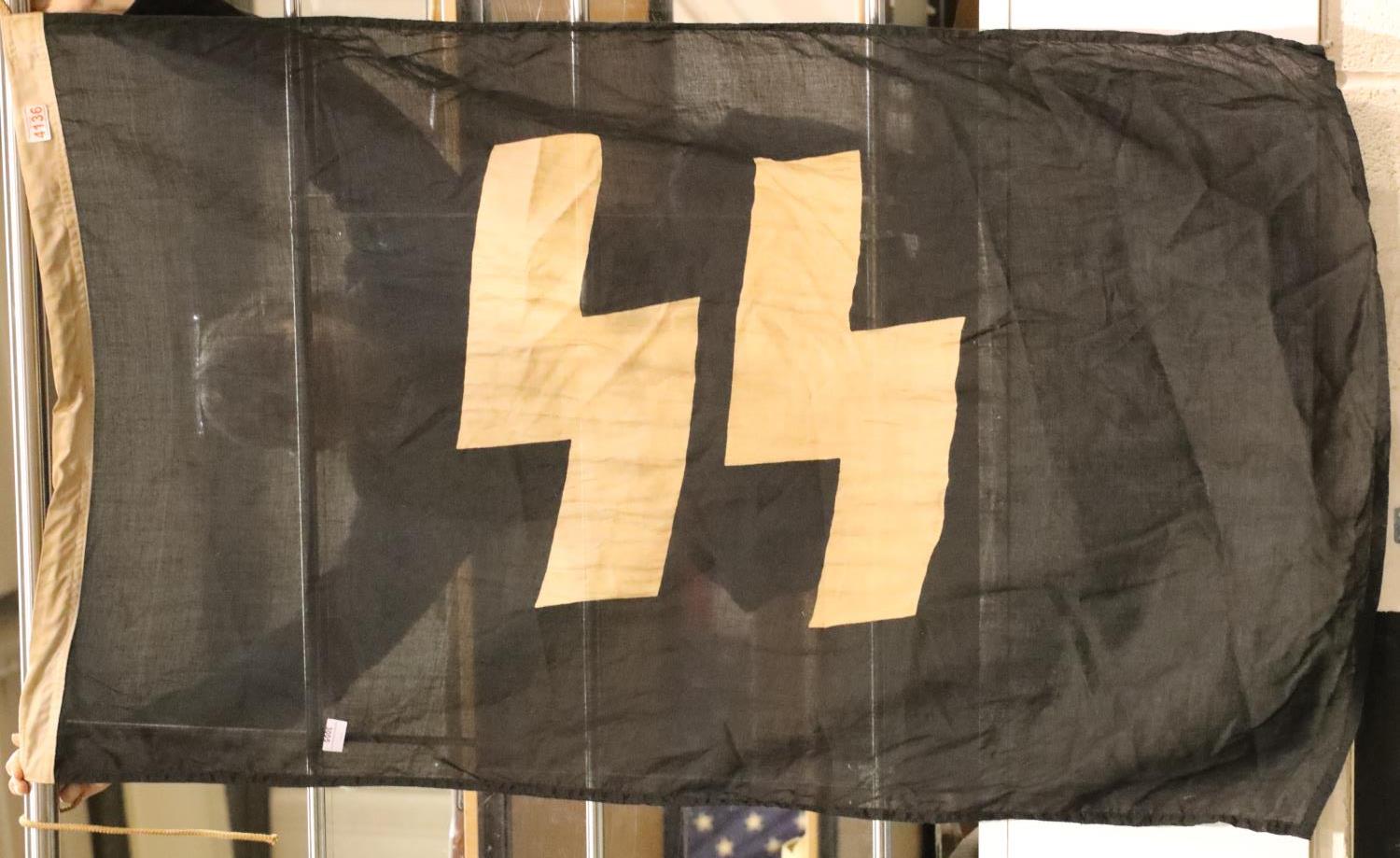 German WWII type SS flag, 150 x 90 cm. P&P Group 1 (£14+VAT for the first lot and £1+VAT for