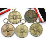 Five German WWII type Merit medals. P&P Group 1 (£14+VAT for the first lot and £1+VAT for subsequent