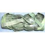 Argentine? Falklands Conflict type military sleeping bag and two webbing belts. P&P Group 2 (£18+VAT