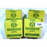 Four packets of German WWII type unopened Hausmacht green tobacco. P&P Group 1 (£14+VAT for the