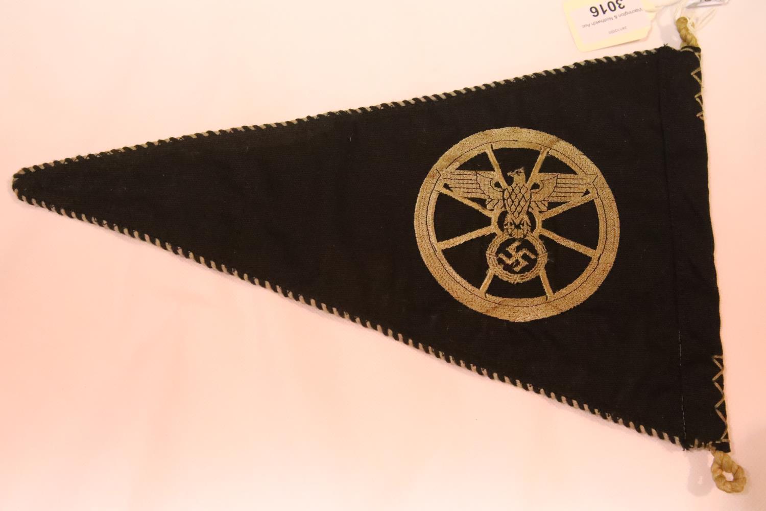 German WWII type NSKK pennant, L: 34 cm. P&P Group 1 (£14+VAT for the first lot and £1+VAT for - Image 2 of 2