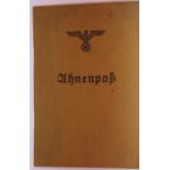 German Third Reich type Ahnenpass book, partly completed with Gerwinn family ancestry. P&P Group