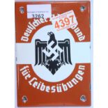 German Third Reich type enamelled wall plaque, Deutscher Reichsbund für Leibesübungen, 17 x 12 cm.