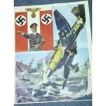 German WWII type poster depicting a Stuka dive bomber and Adolf Hitler, 61 x 50 cm. P&P Group 1 (£