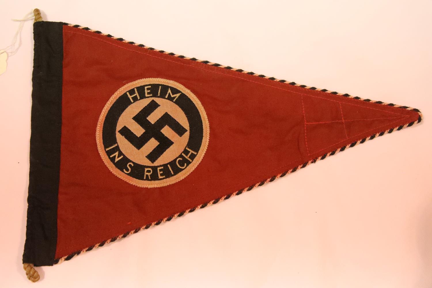 German WWII type Reichs pennant, L: 38 cm. P&P Group 1 (£14+VAT for the first lot and £1+VAT for