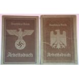 Two German Third Reich type Arbeitsbuch civilian employment identification books. P&P Group 1 (£14+
