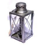 German WWII type Luftwaffe glazed cage candle lantern, stamped and dated 1940 to the base, H: 27