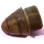 British WWI brass shell nose cone for high explosive shells, H: 8 cm. P&P Group 1 (£14+VAT for the